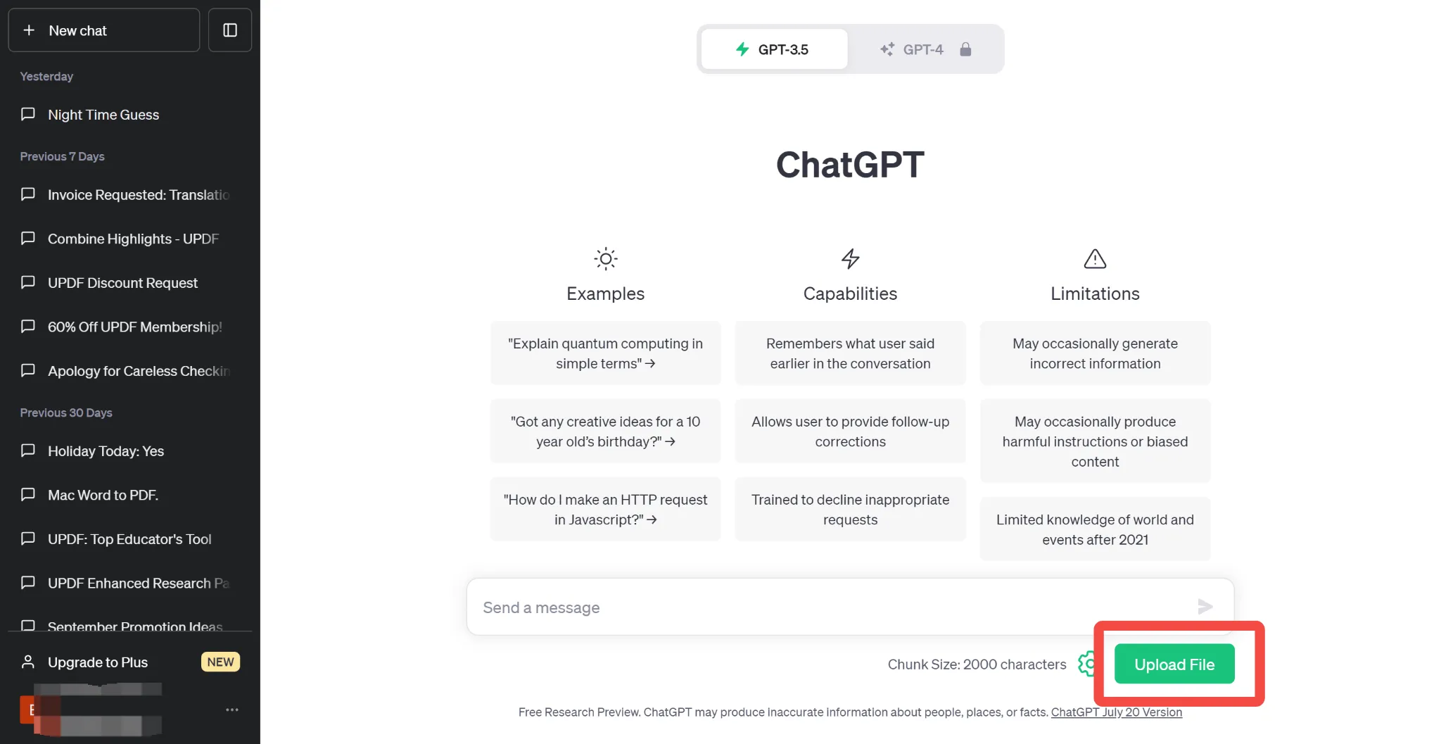 caricare documento su ChatGPT