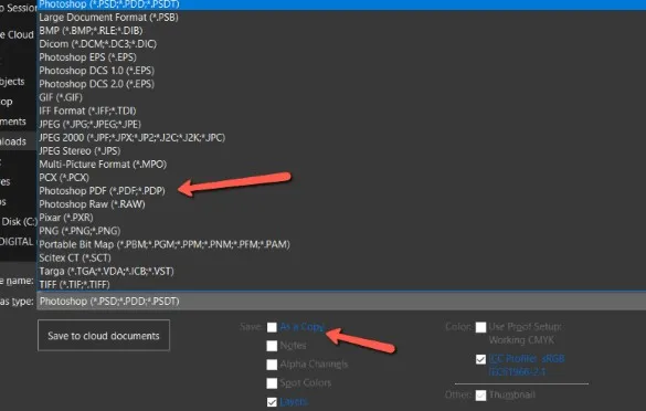 save as a pdf in photoshop choose pdf