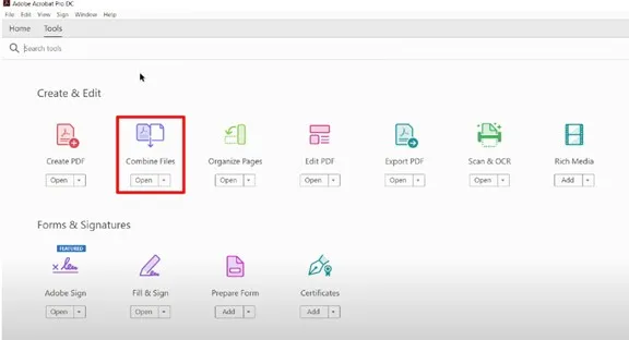 Combine PDF files with Adobe Acrobat