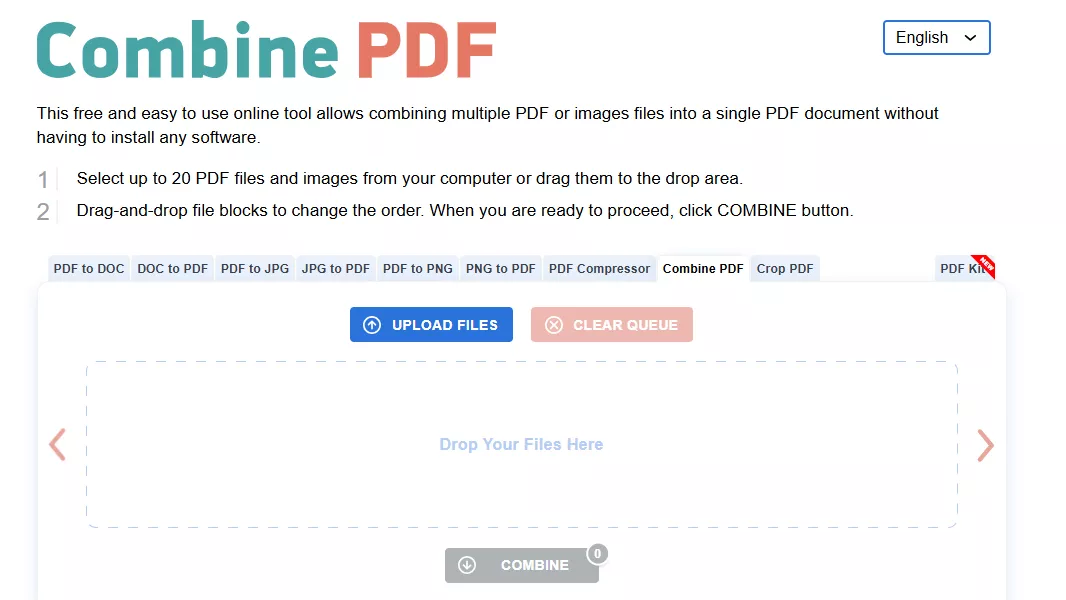 combine pdf online merge feature
