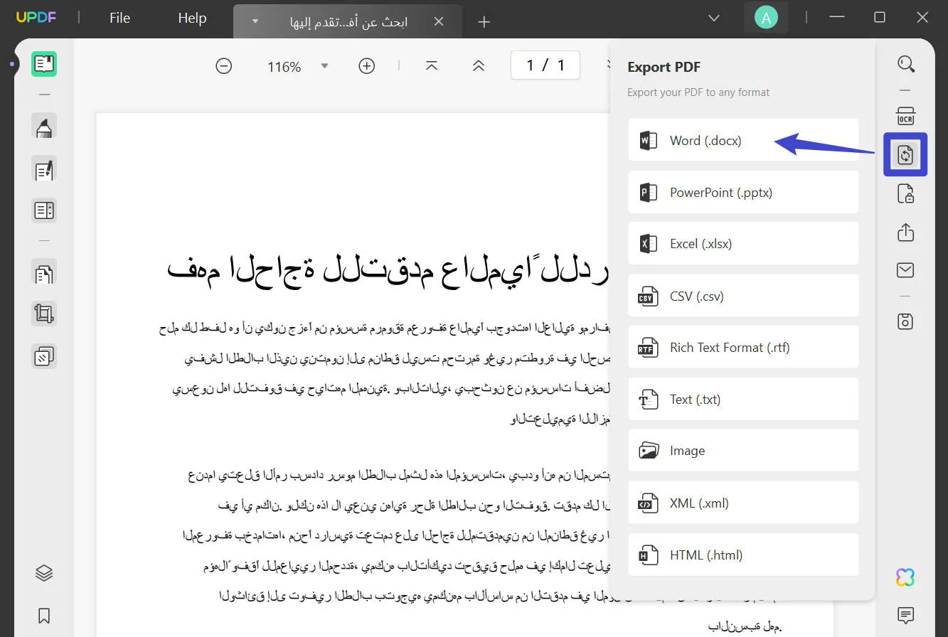 ekspor pdf ke word bahasa arab ke word