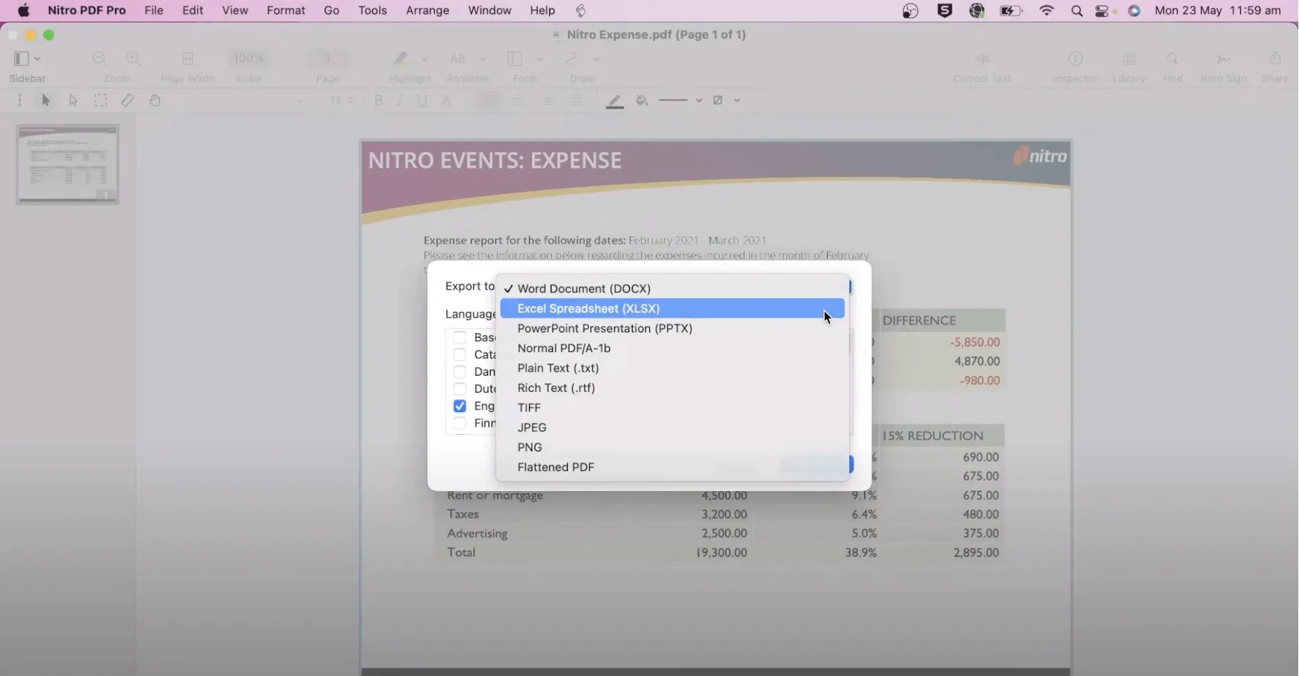 pdf to excel converter for mac nitro