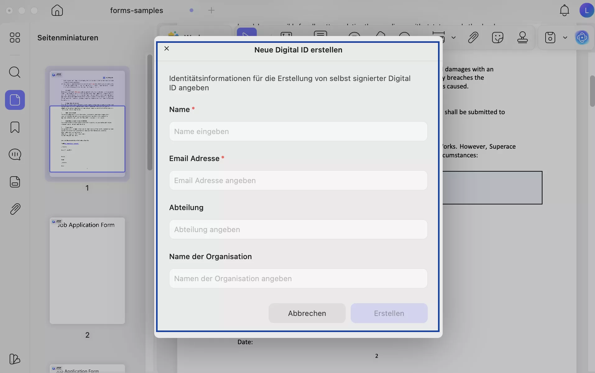create a digital signature
