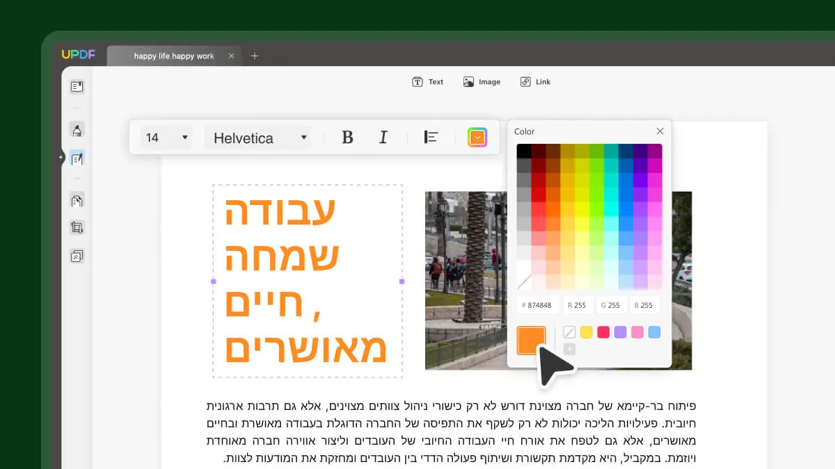 edit pdf text hebrew