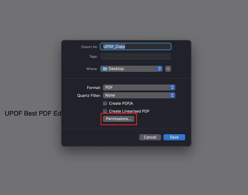 password protect pdf preview click on permissions button in preveiw