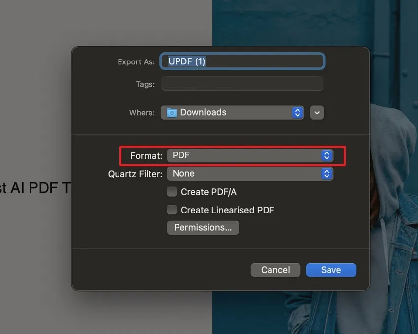 PDFをグレースケールではなく白黒に変換し、プレビューでPDF形式を確認します