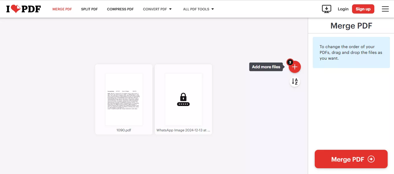 ilovepdf merging files