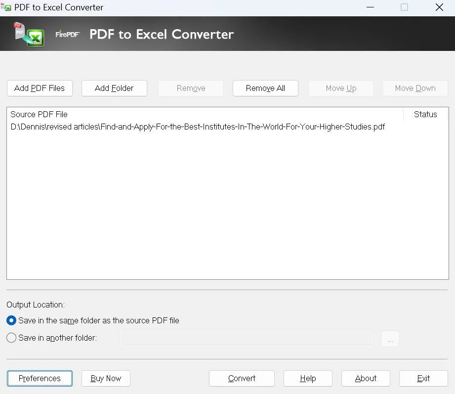 pdf 파일 엑셀 변환