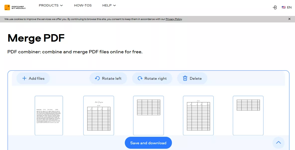 pdfchef online merge feature