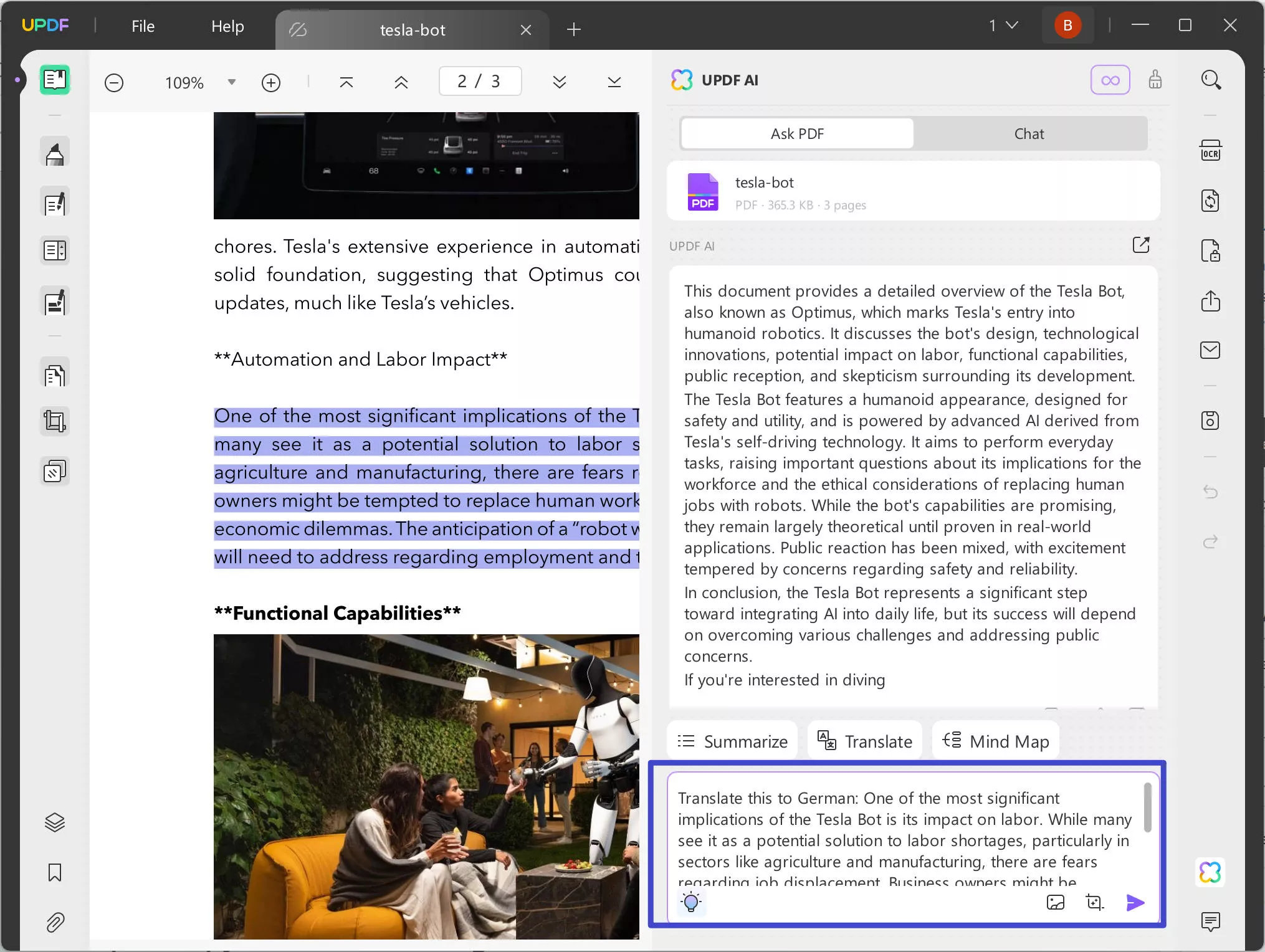 translate English PDF to German manually