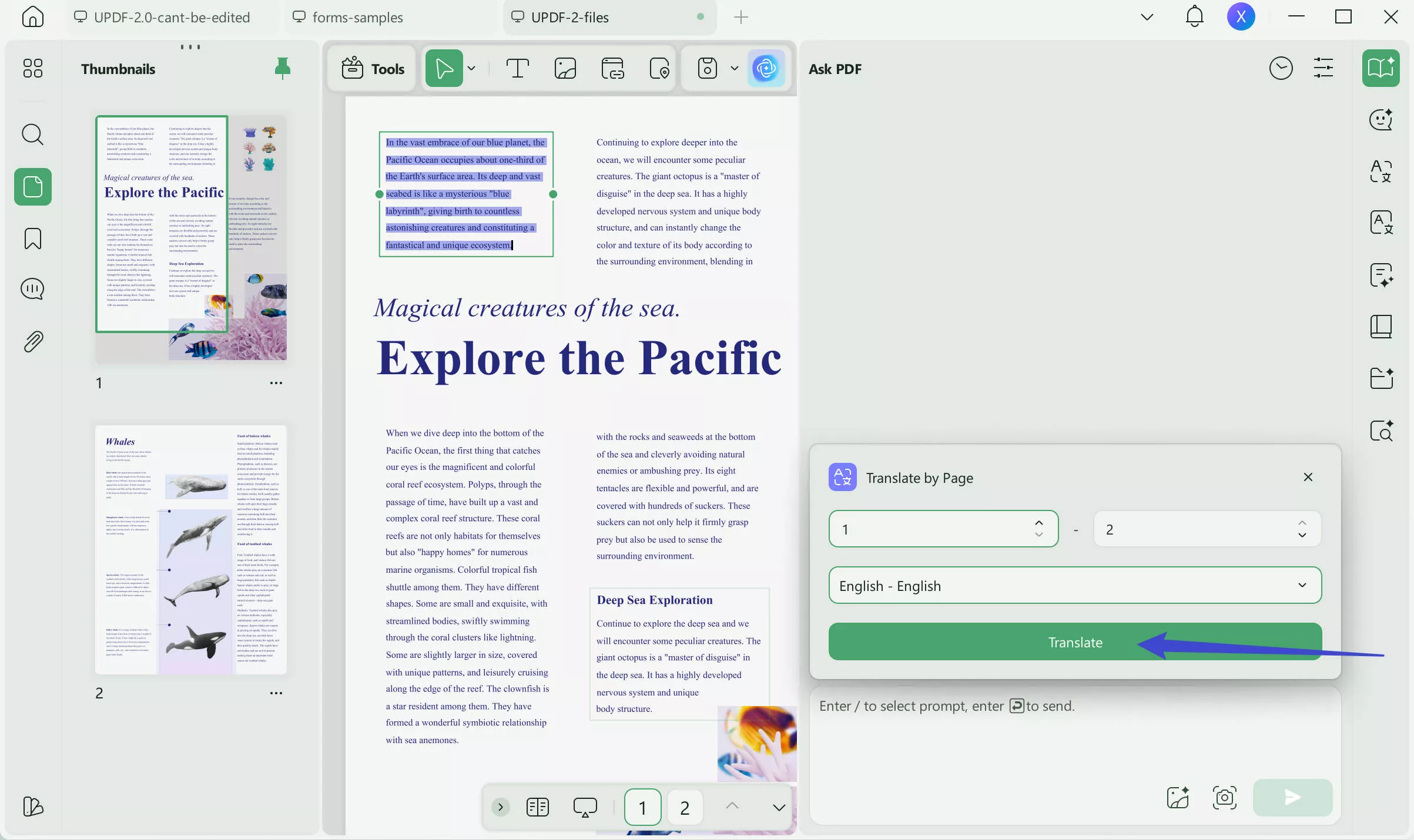 Translate Thai to english by pages