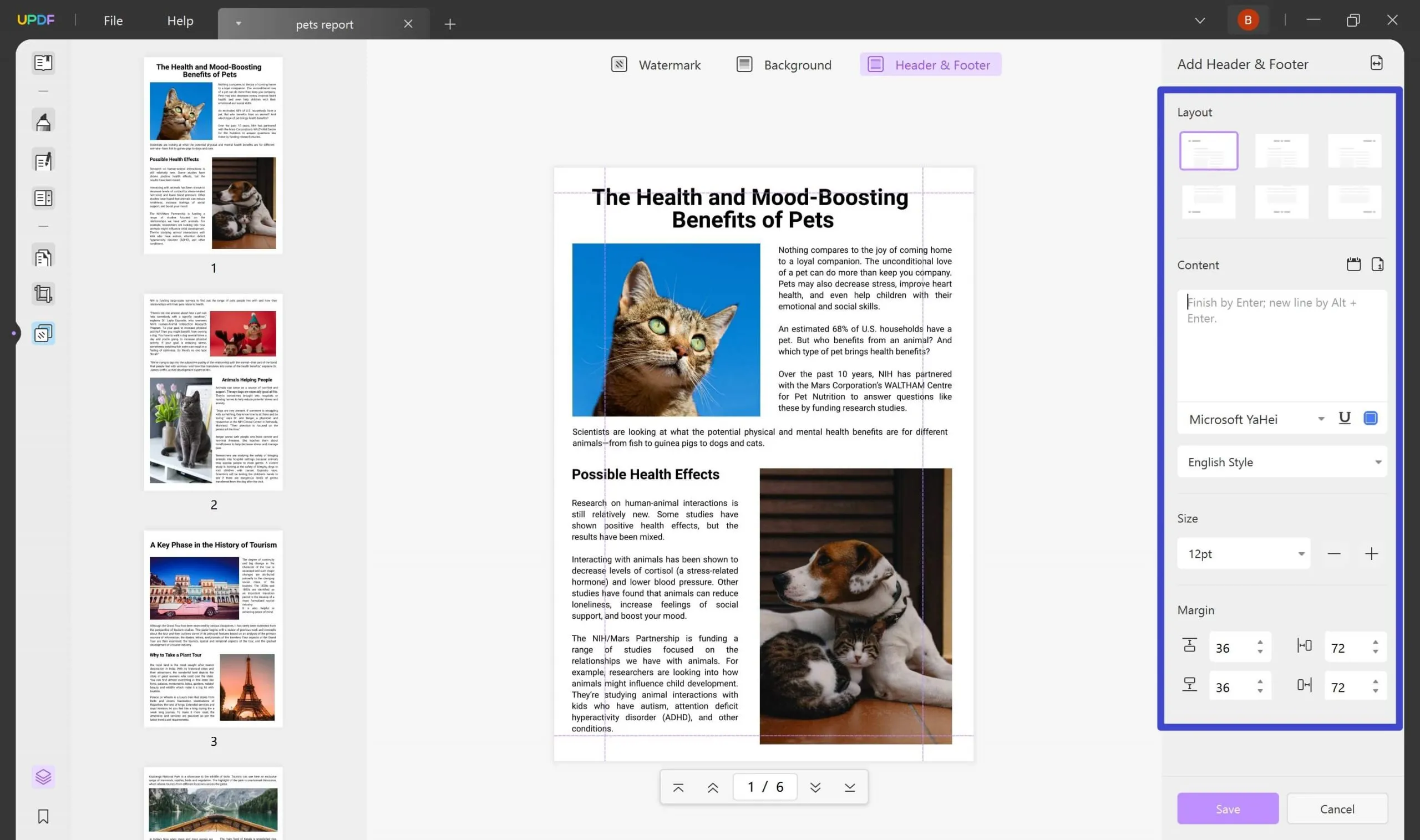 edit PDF header and footer without Acrobat