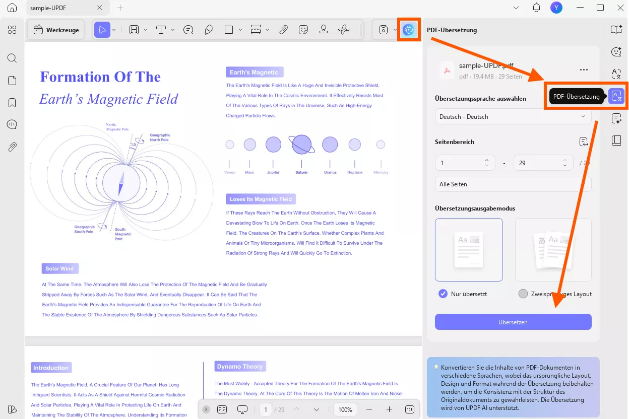PDF-Datei unter Beibehaltung des Layouts übersetzen