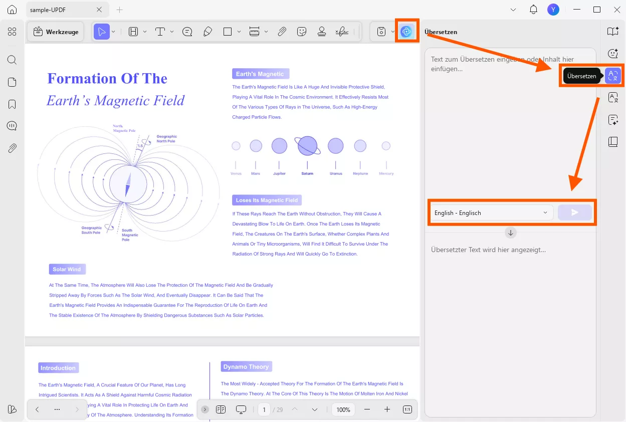 Übersetzen beliebiger Inhalte durch Kopieren und Einfügen
