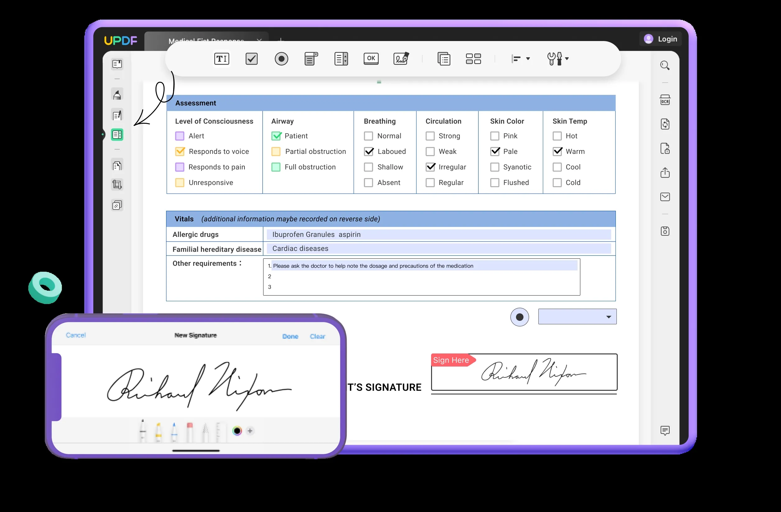 updf pdf form features