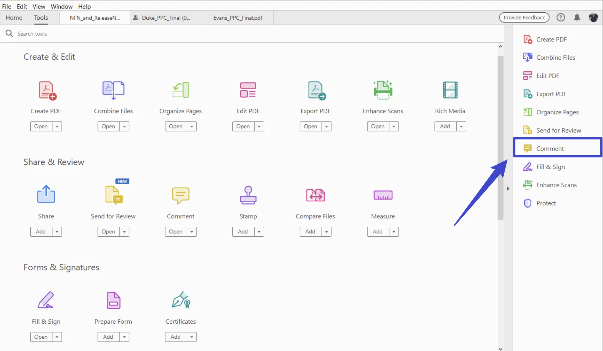 how to find highlighted text in pdf commnet icon