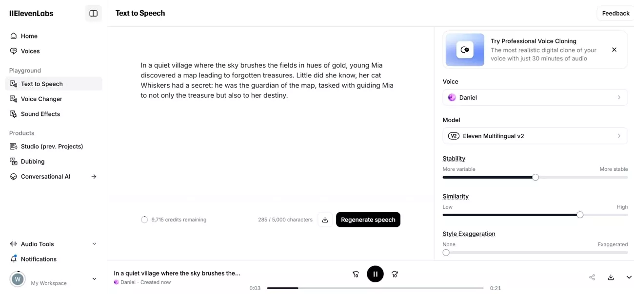 elevenlabsで音声を生成する