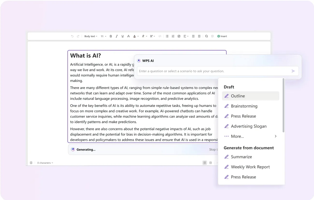 PDF AI, WPS AI