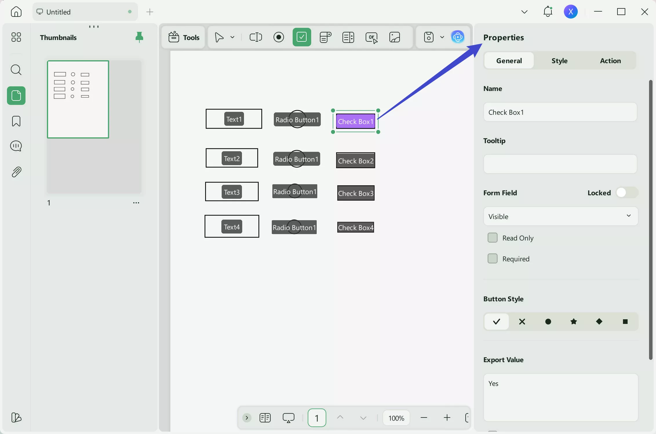 Customize form properties in UPDF on Windows