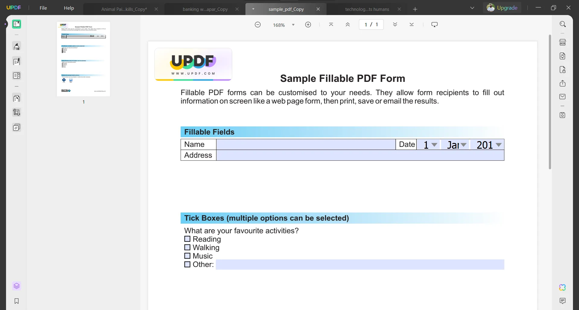 cambiar la fecha de creación del pdf en el pdf rellenable updf