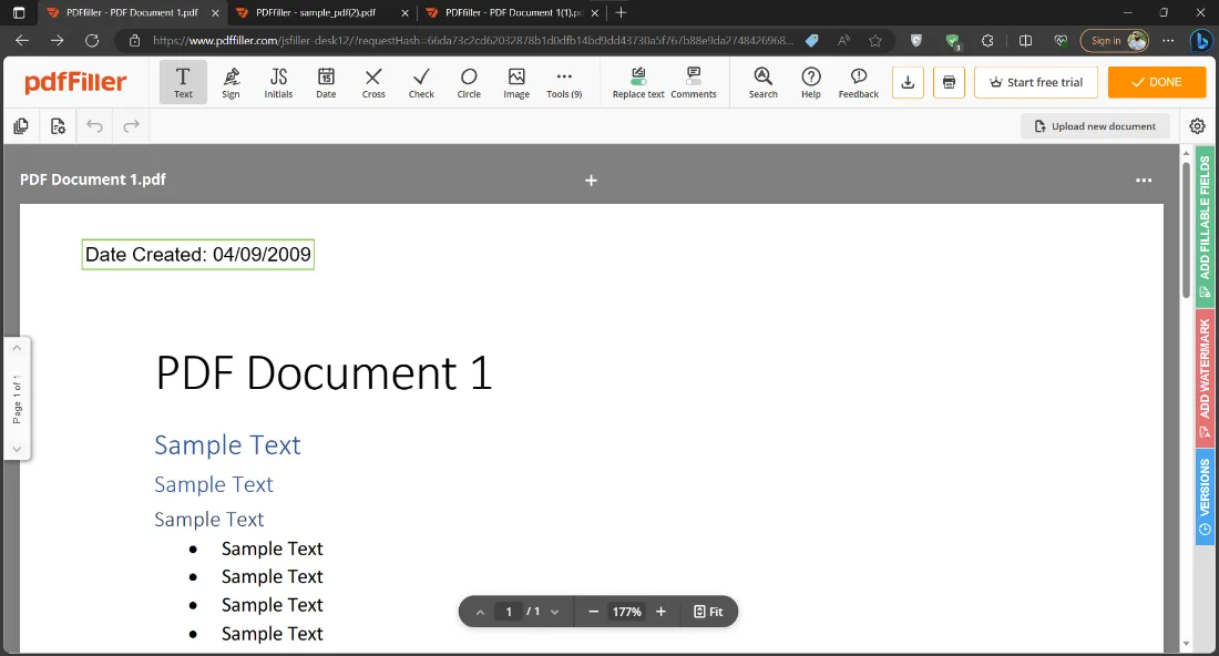 pdfの作成 日時を変更 PDFfiller