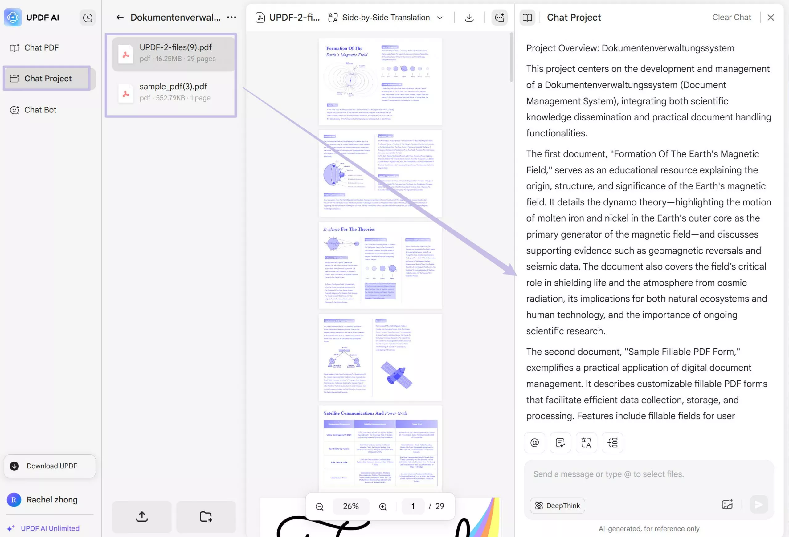 chat with multiple PDF files with UPDF AI Online version 2