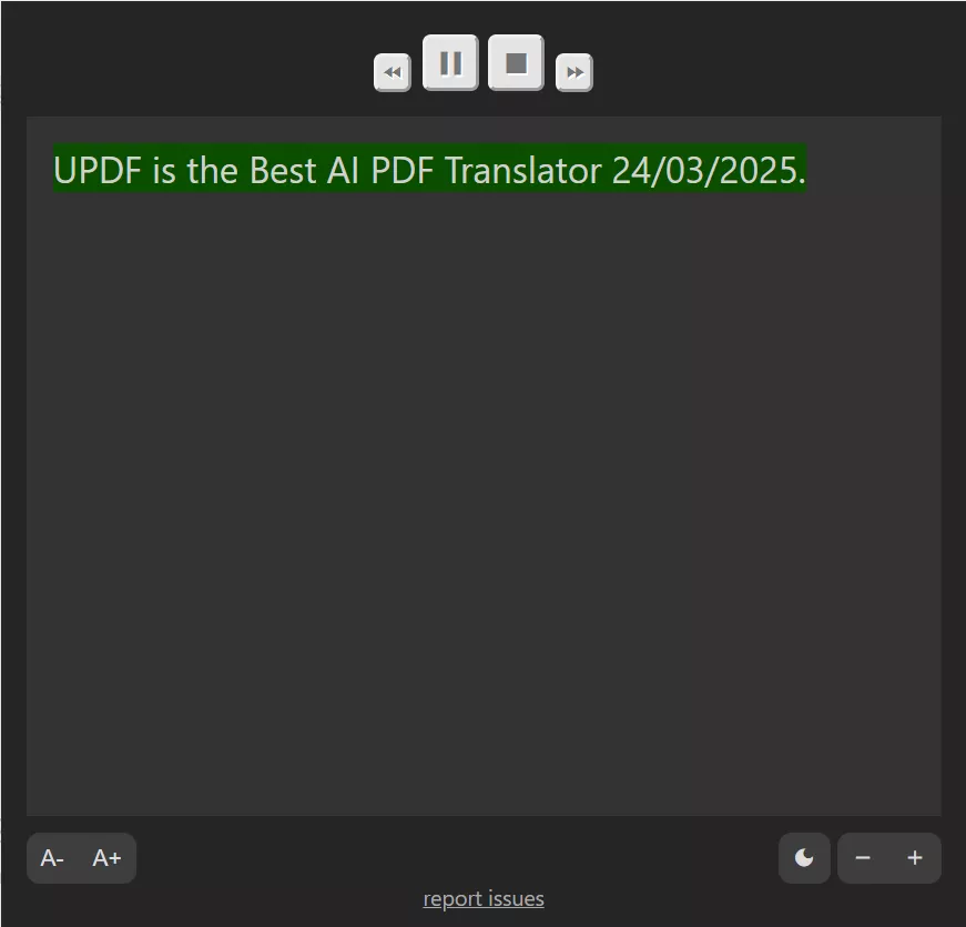 click play to read aloud PDF