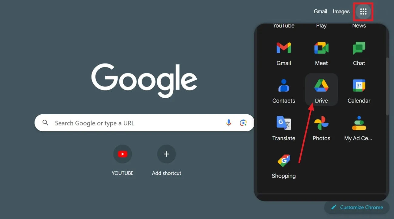 access drive app in chrome