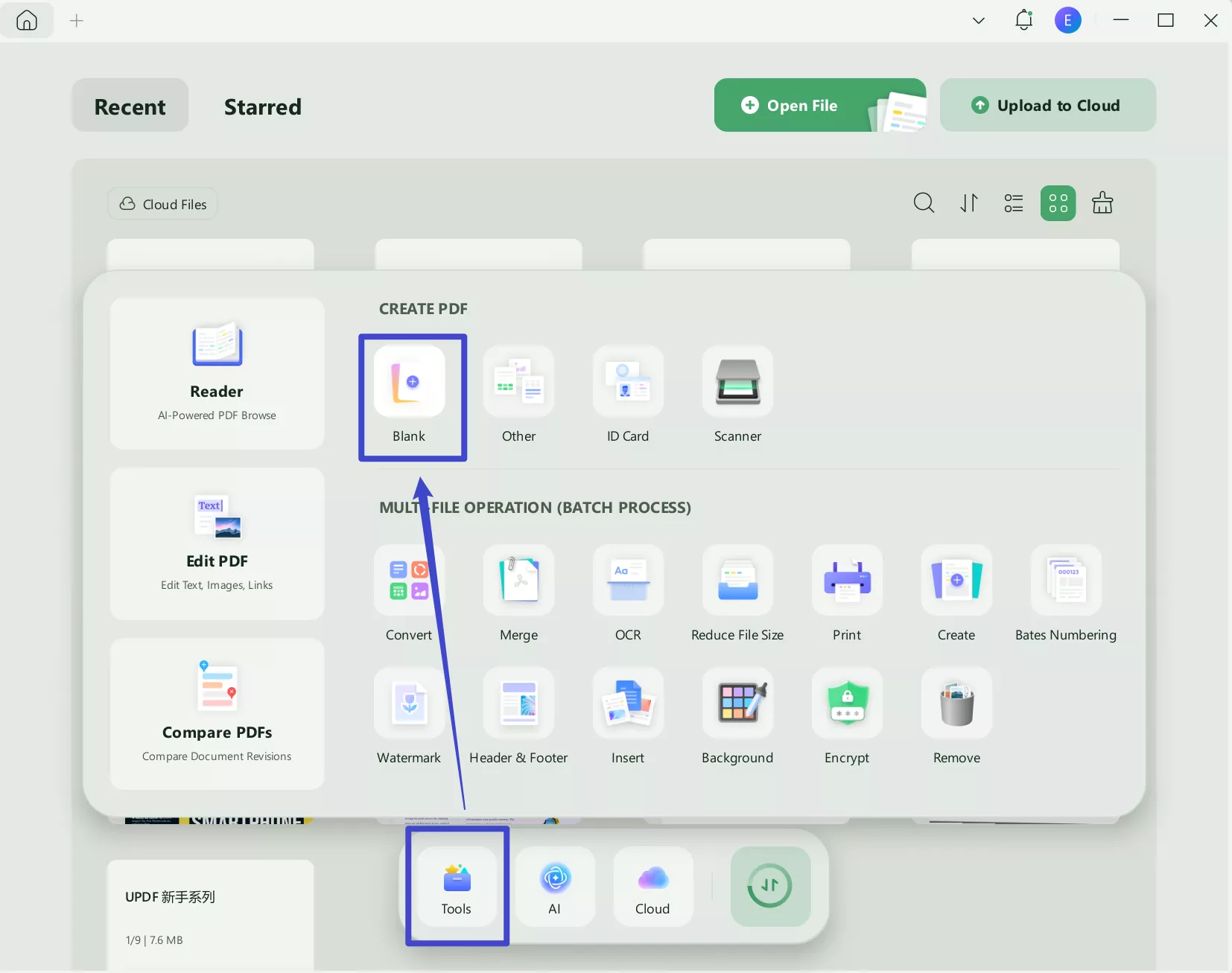 Create a new blank PDF with UPDF on Windows
