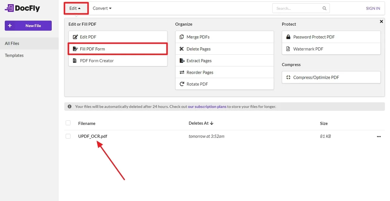 create fillable pdf from word choose form filling feature docfly