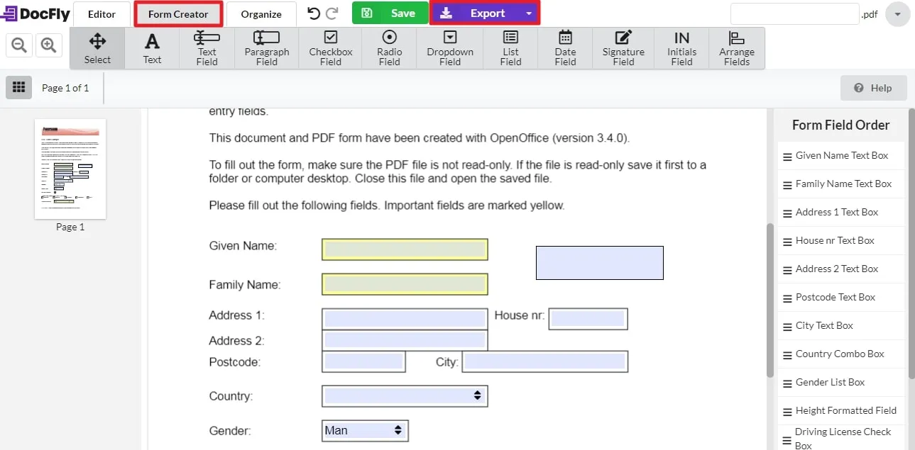 Créer un PDF remplissable à partir d'Excel avec DocFLY