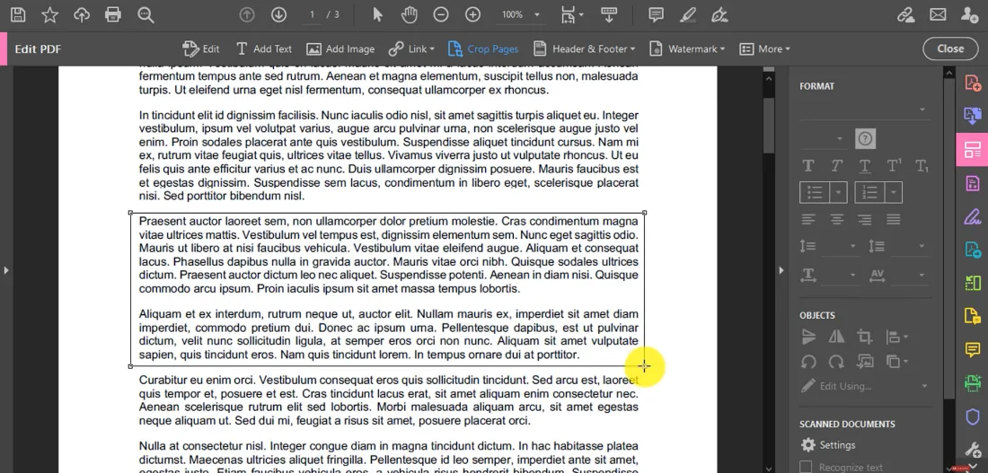 crop pdf with adobe 3