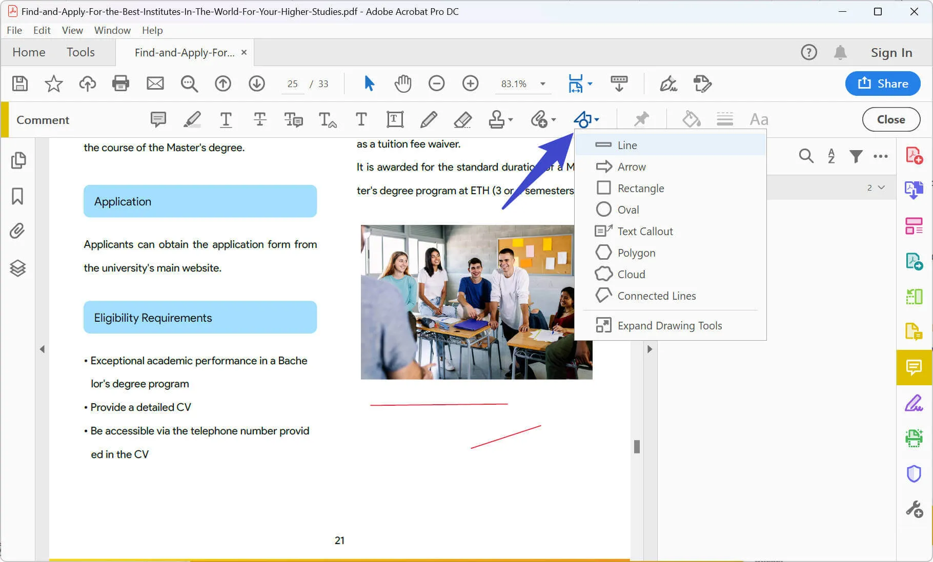 PDF Adobe에 선 그리기
