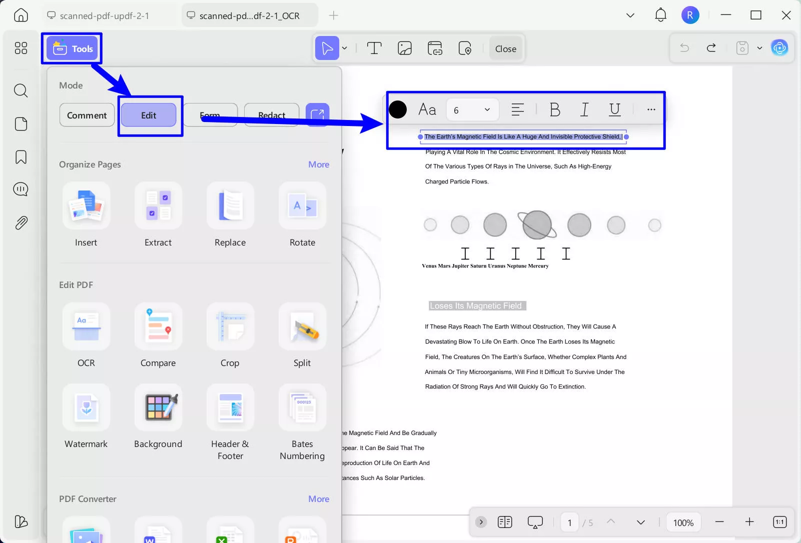 edit scanned pdf text updf windows