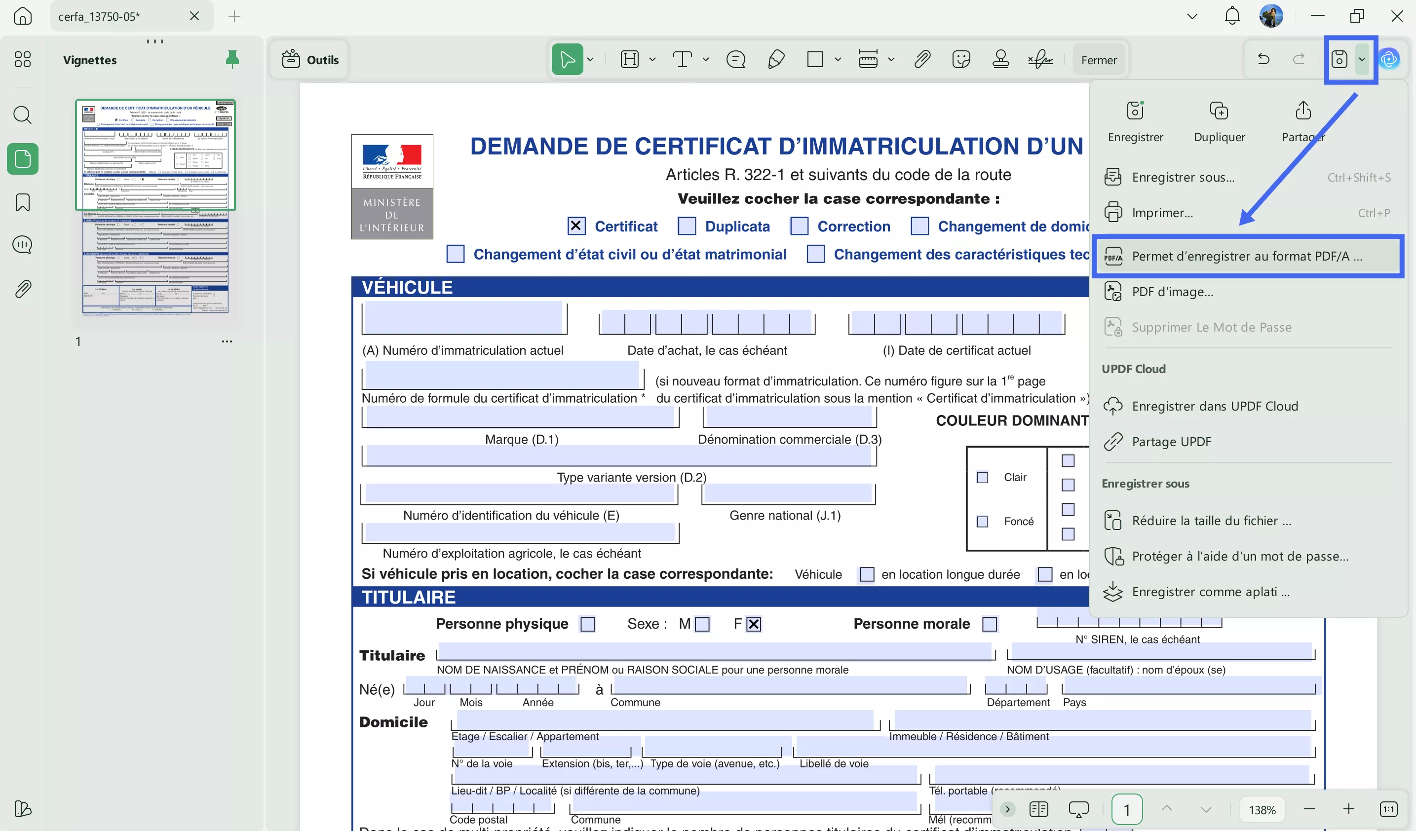 transforner pdf en PDF/A