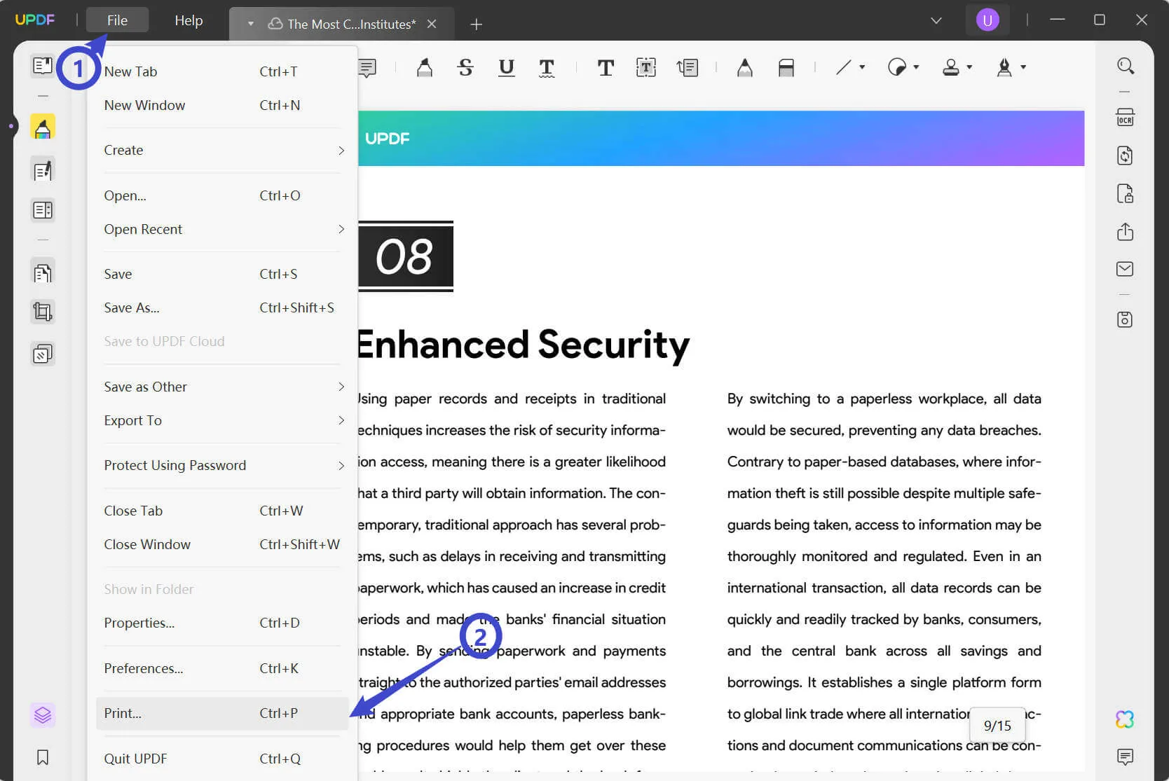 how to print a zoomed in pdf print file