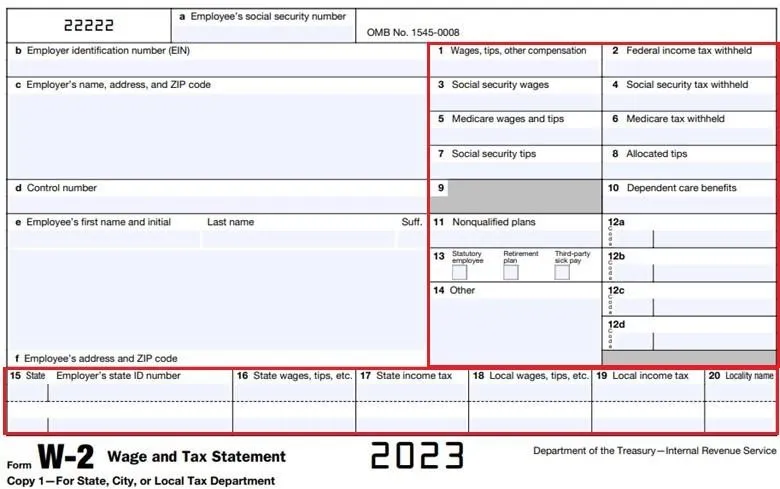 fill out w-2 form numerical fields