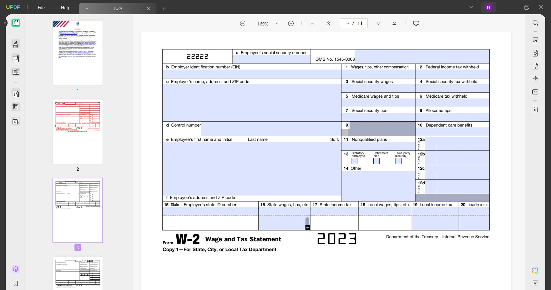 Fill out tax forms with UPDF