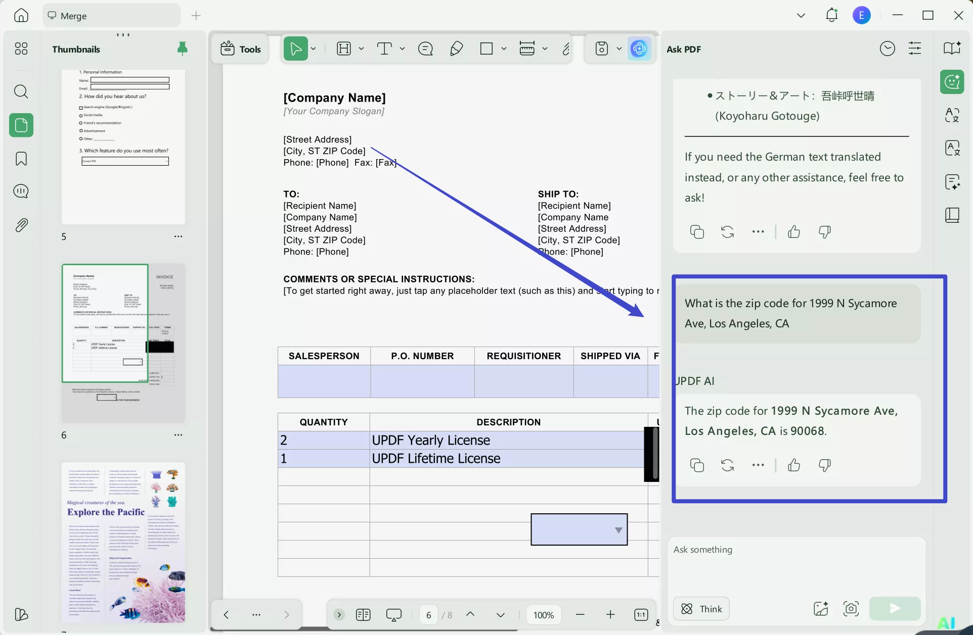 zip code search updf ai windows