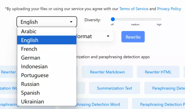 groupdocs rewriter language limitation