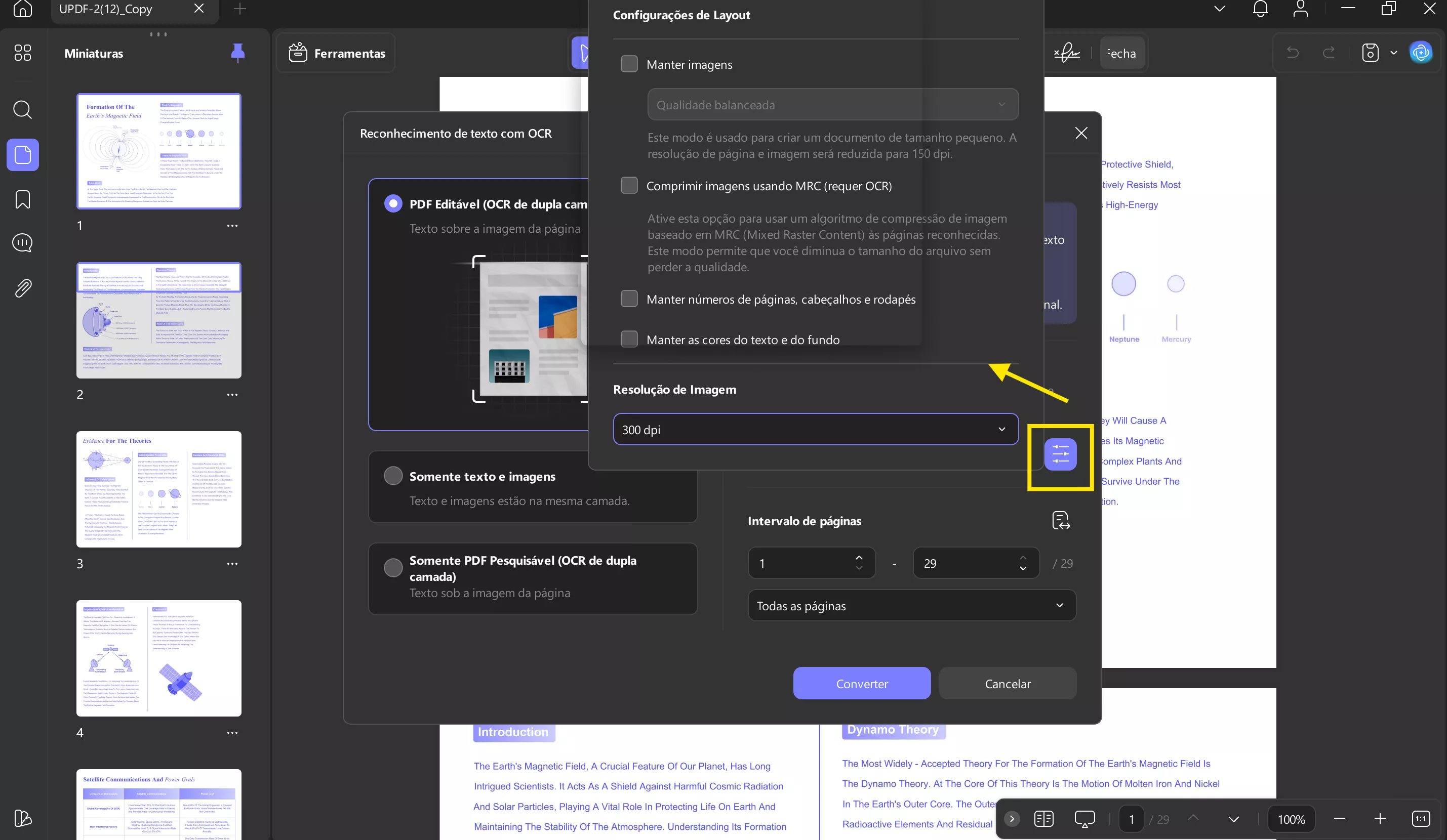 personalize o resultado do ocr