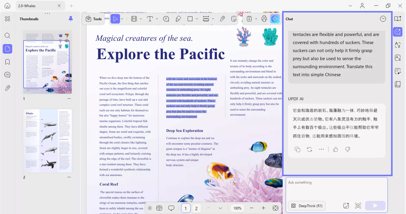 translate the selected text