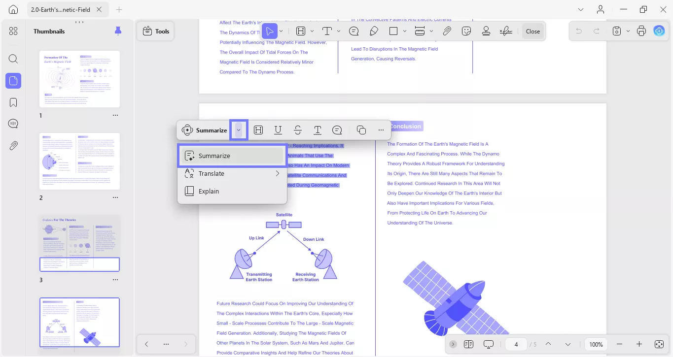 select and summarize the content