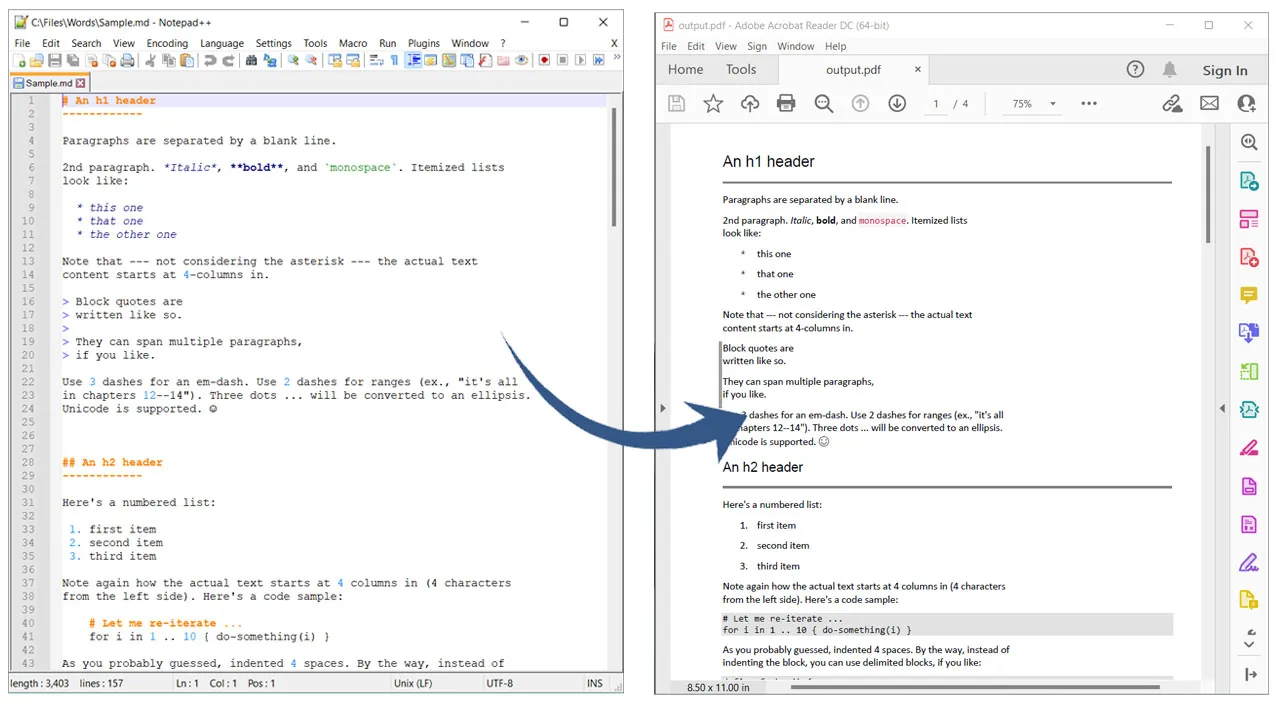 markdown pdf 변환