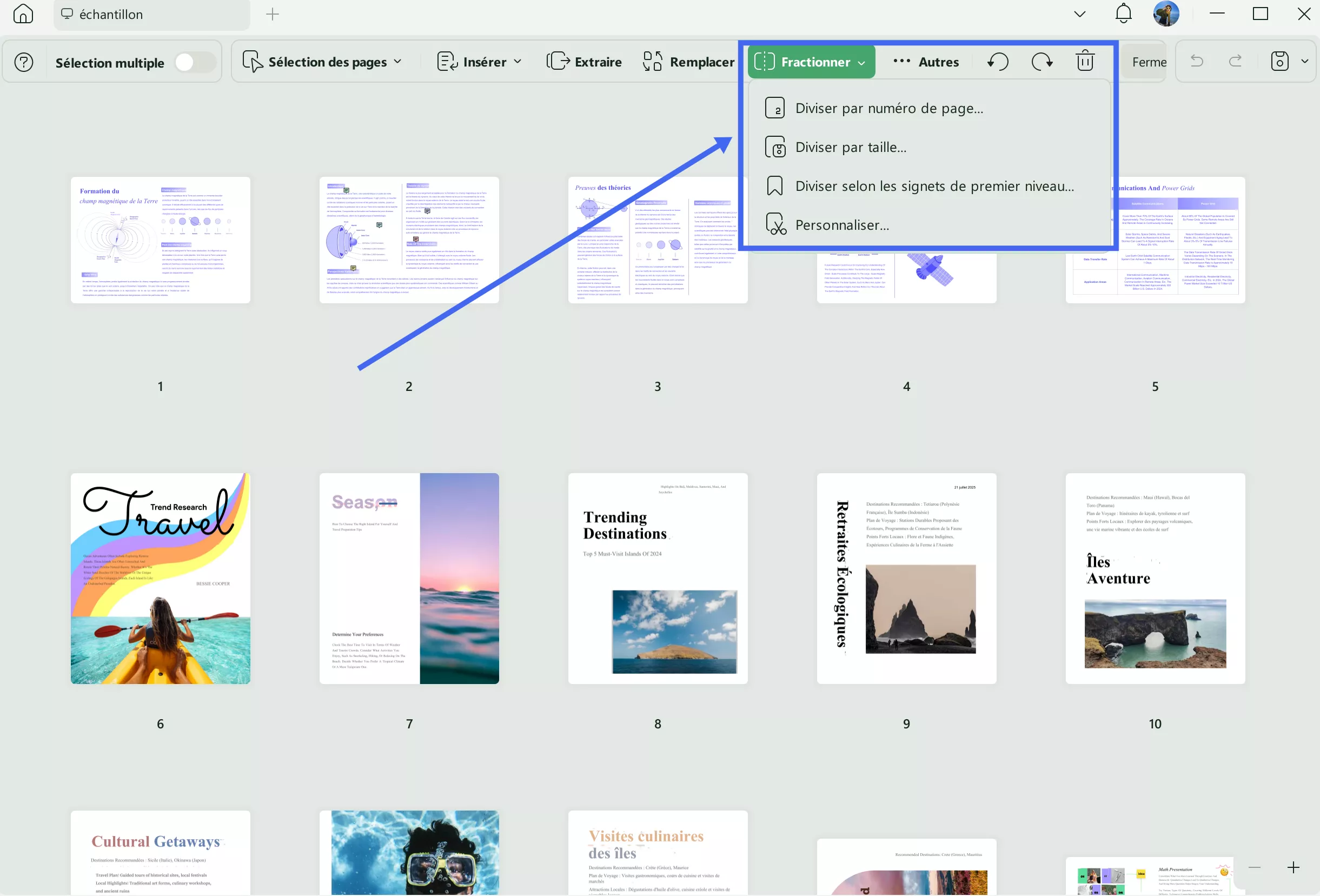 fractionner pages pdf
