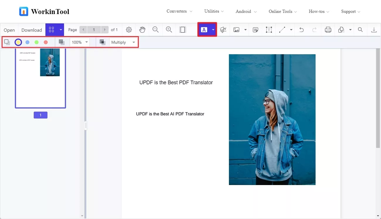 editar color pdf WorkinTool