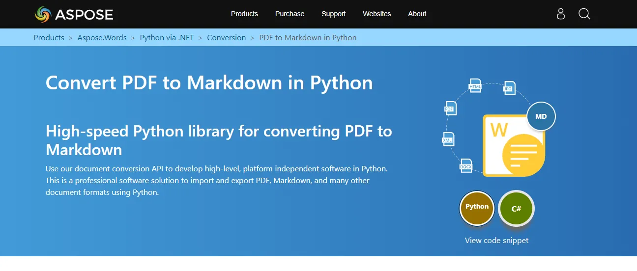 pdf to markdown aspose