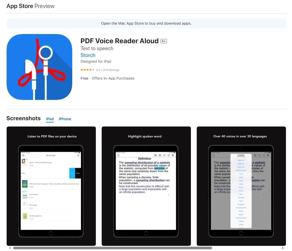 Lecteur audio de PDF, PDF Voice Reader Aloud