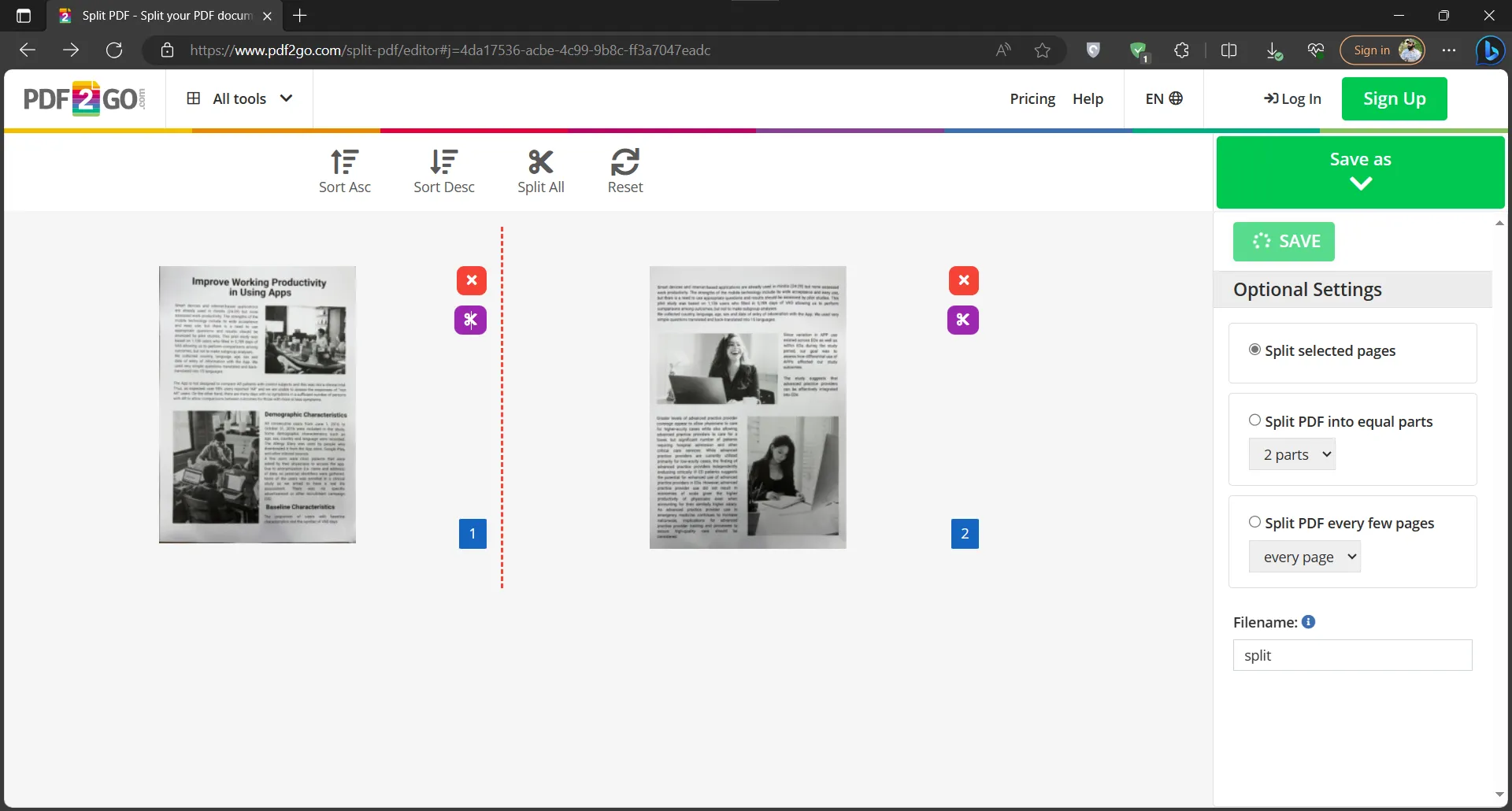 pdf 分割 方法 pdf 2 go