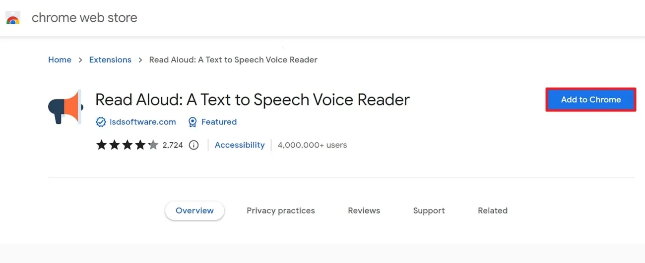 Chrome拡張機能「Read Aloud: A Text to Speech Voice Reader」を入手
